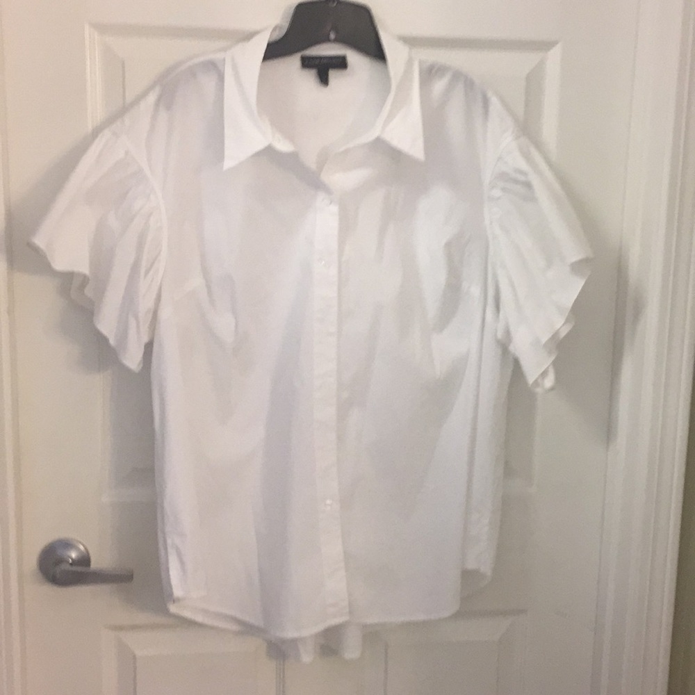 (EUC) Size 22 Crisp White Top with Ruffle Sleeves